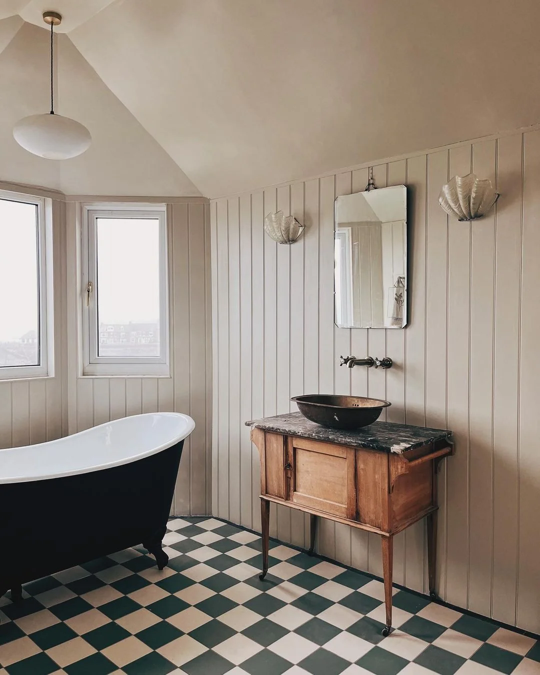 Vintage Chic Bathroom with a View