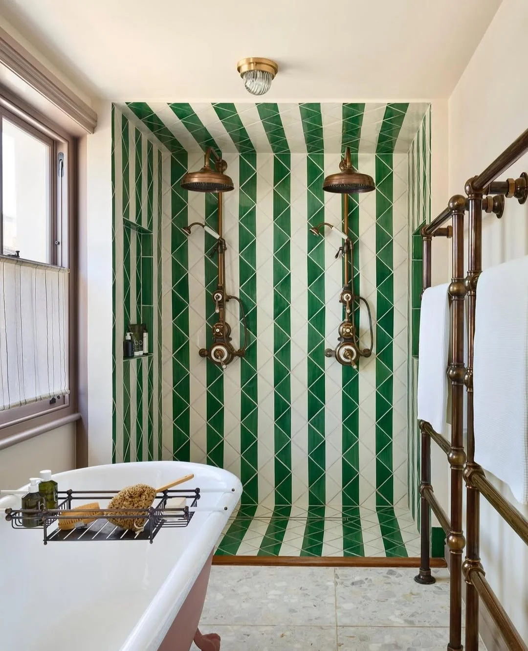 Vintage-Inspired Green and White Bathroom