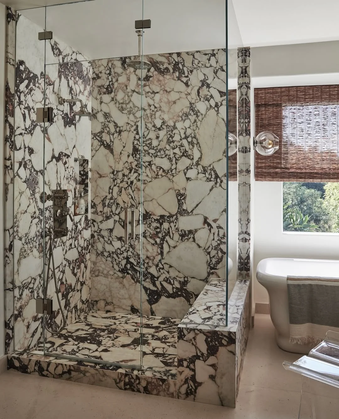 Luxurious Marble Walk-in Shower