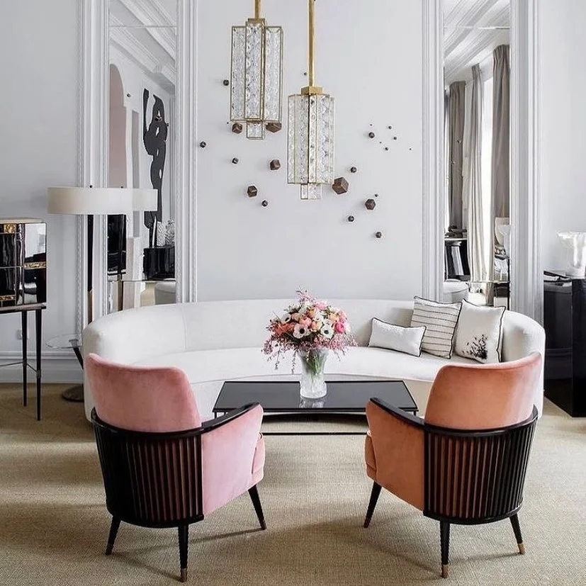 Chic Pink and White Living Room