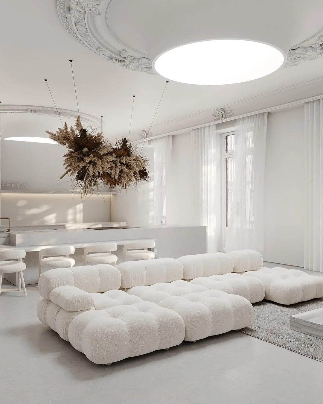 All-White Modern Living Room