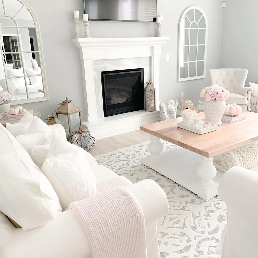 White and Pink Living Room