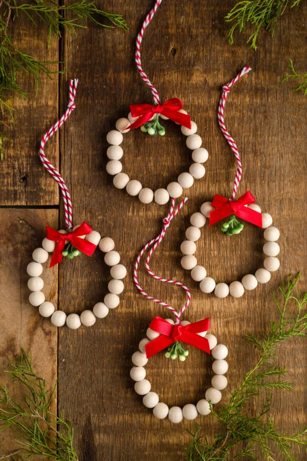 Wood Bead Christmas Ornaments