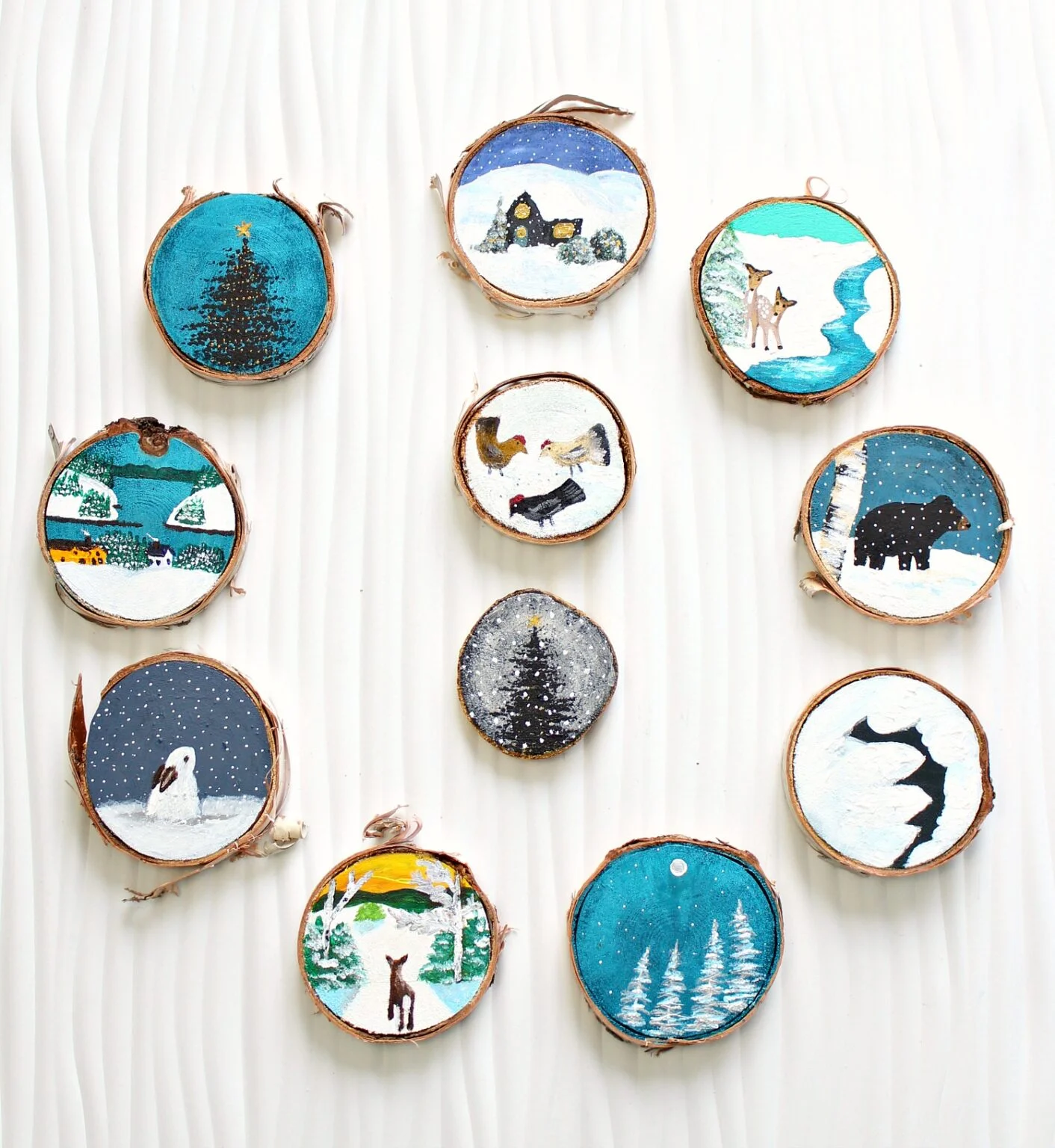 DIY Painted Birch Slice Ornaments