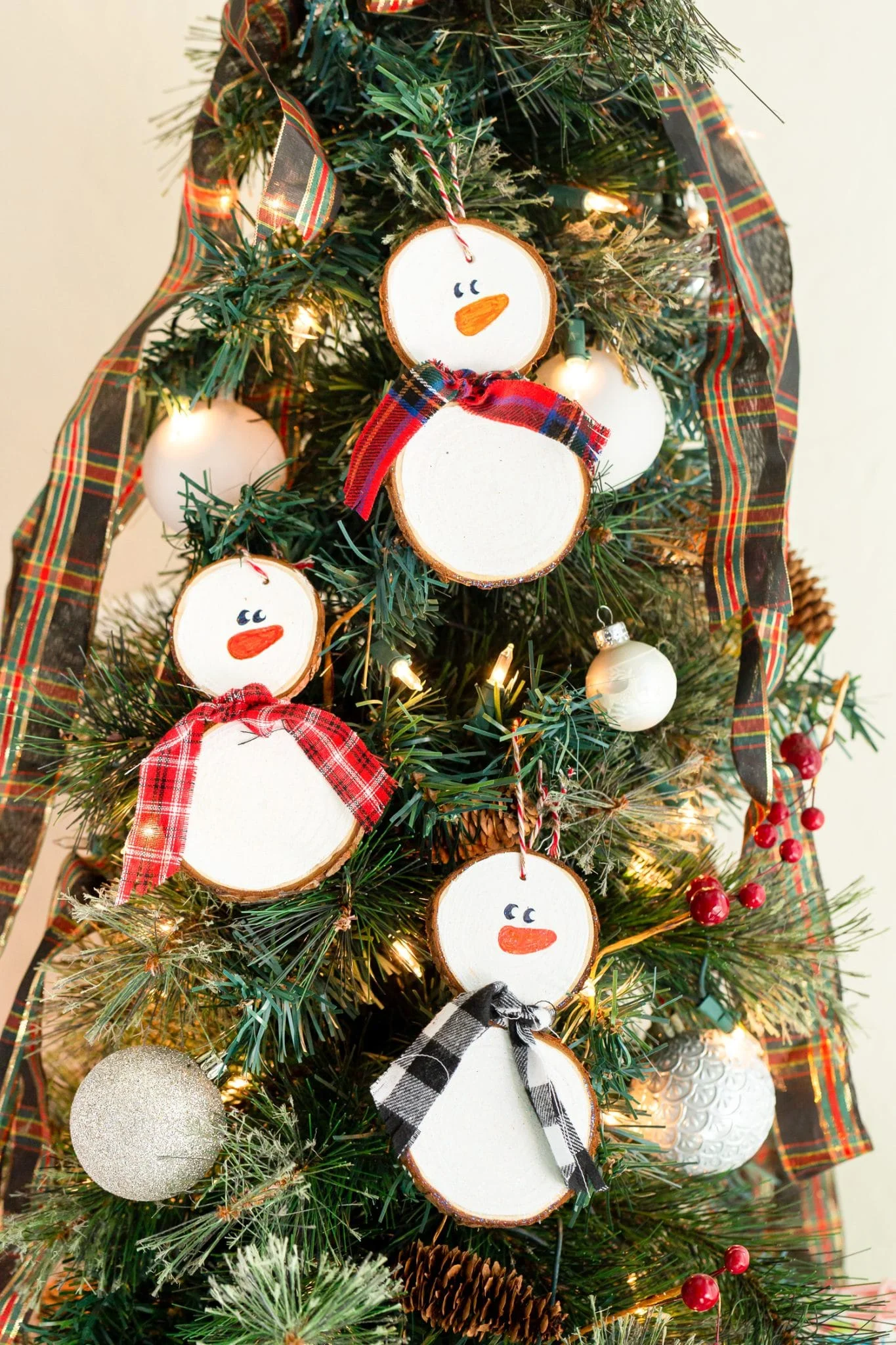 Wooden Snowman Ornaments