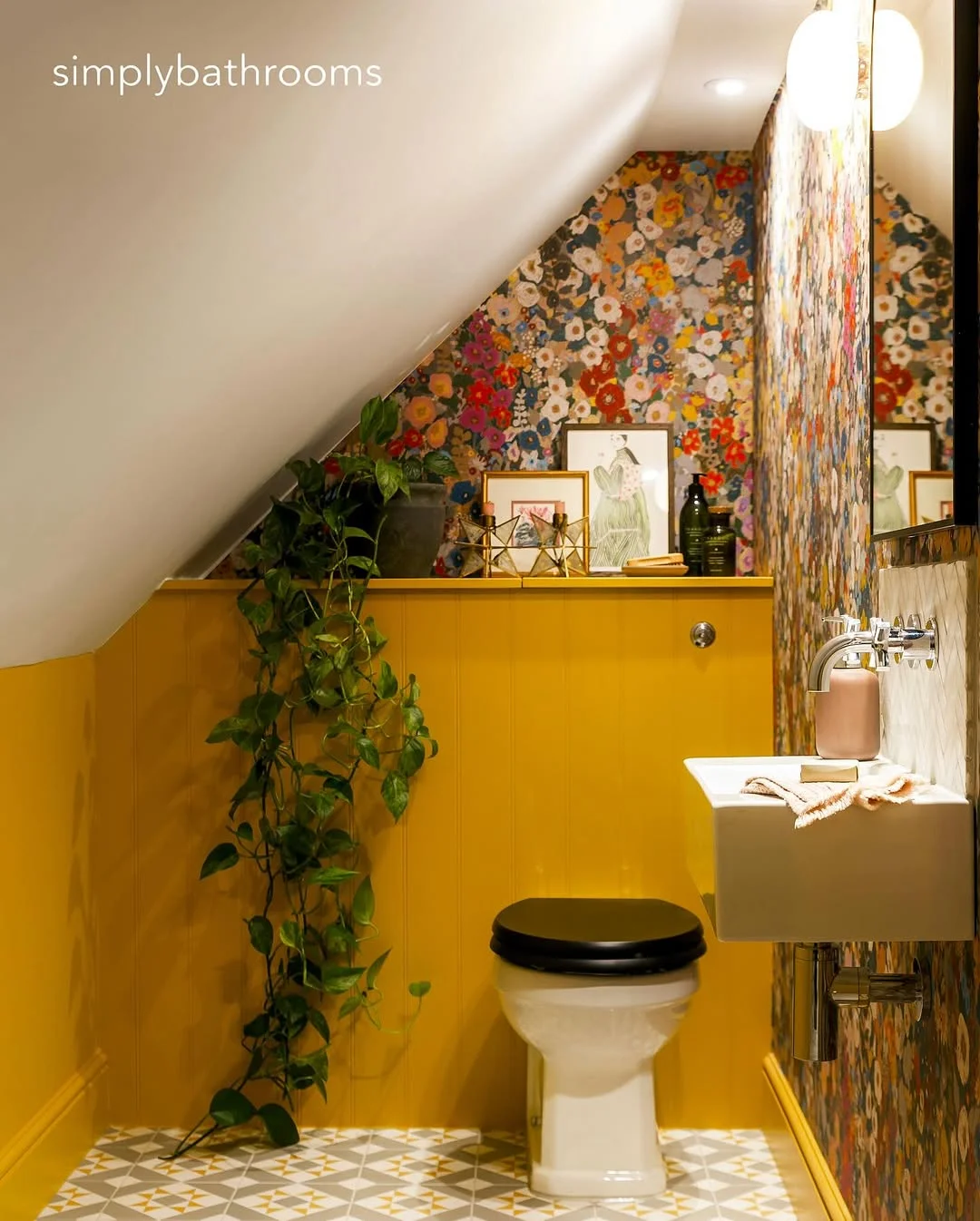 Mustard &amp; Blooms: A Cozy Yellow Attic Bathroom