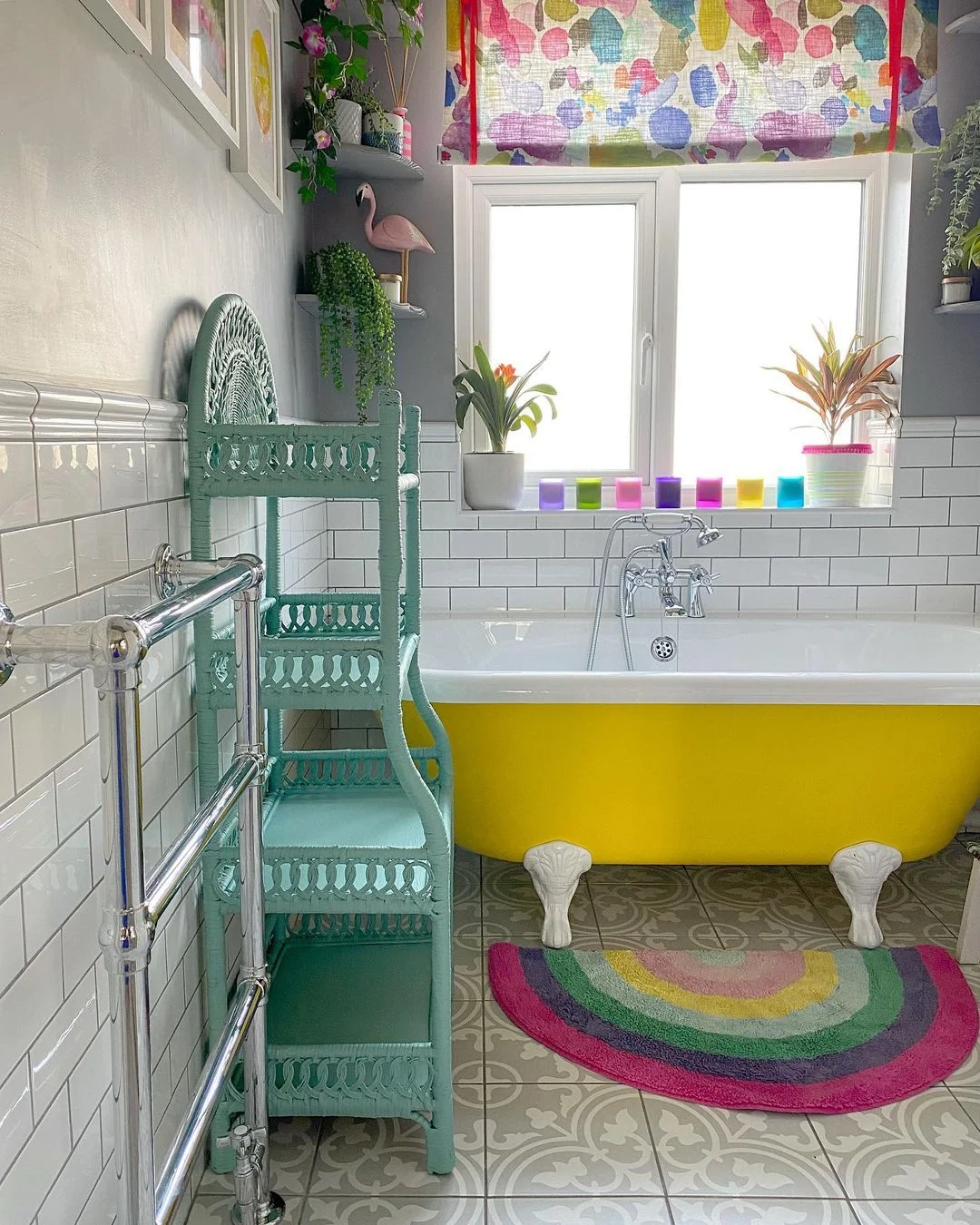 Rainbow Bright: A Cheerful Yellow &amp; Teal Bathroom