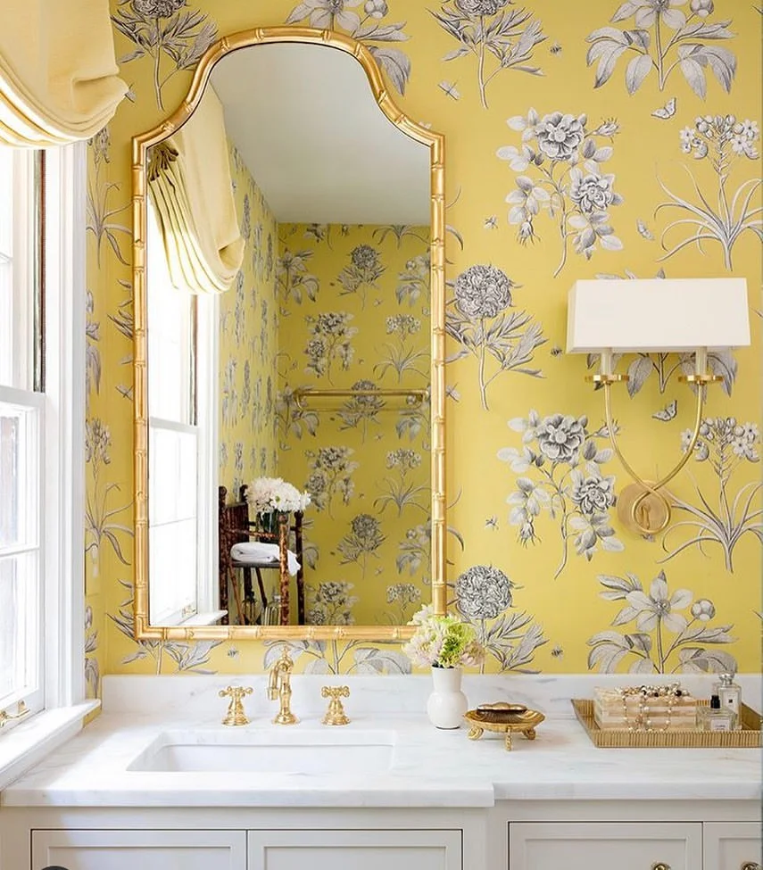 Buttercup Blooms: A Yellow Floral Powder Room