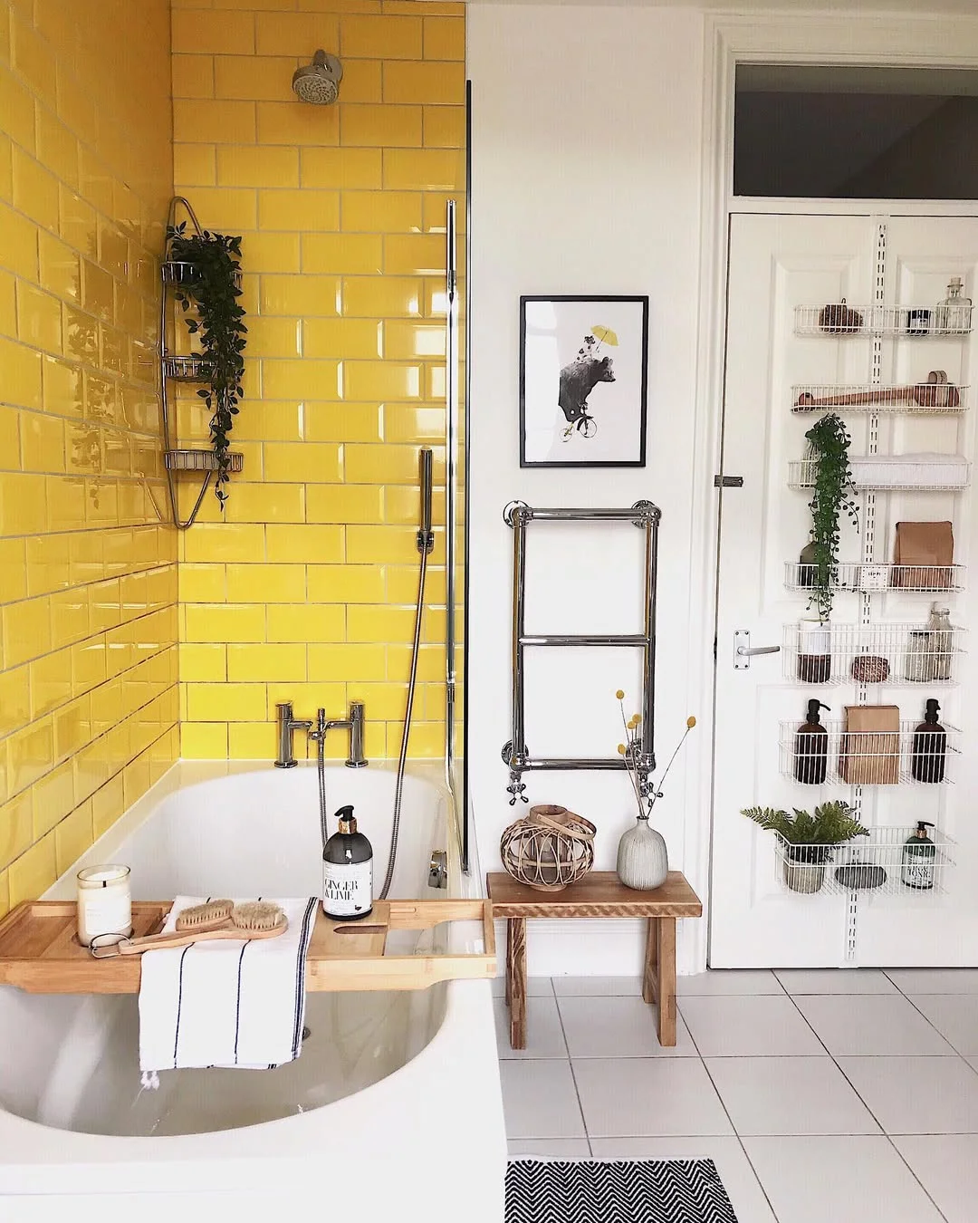 Sunshine &amp; Storage: A Practical Yellow Bathroom